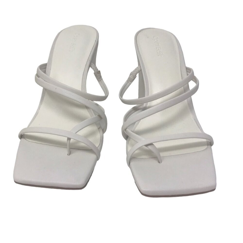 Open Edit Eryn Wedge Strappy Sandals Open Toe High Heels White Ice Size 8M